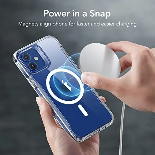 ESR for iPhone 12 Case/iPhone 12 Pro Case, Compatible with MagSafe, Scratch-Resistant Back, Grippy Protective Frame, Magnetic Phone Case for iPhone 12/12 Pro, Clear - 4