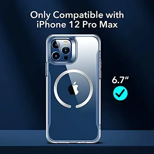 ESR for iPhone 12 Pro Max Case, Magsafe Phone Case Compatible with iPhone 12 Pro Max with HaloLock Magnetic Wireless Charging, Scratch Resistant Back, Grippy Protective Frame, Clear - 2