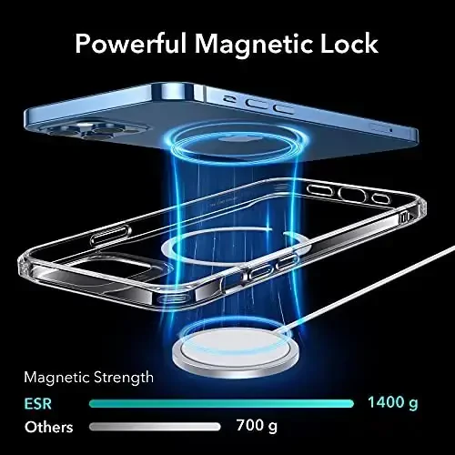 ESR for iPhone 12 Pro Max Case, Magsafe Phone Case Compatible with iPhone 12 Pro Max with HaloLock Magnetic Wireless Charging, Scratch Resistant Back, Grippy Protective Frame, Clear - 4