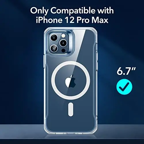 ESR for iPhone 12 Pro Max Case, Magsafe Phone Case Compatible with iPhone 12 Pro Max with HaloLock Magnetic Wireless Charging, Scratch Resistant Back, Grippy Protective Frame, Clear - 2