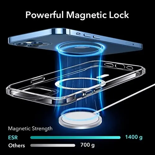 ESR for iPhone 12 Pro Max Case, Magsafe Phone Case Compatible with iPhone 12 Pro Max with HaloLock Magnetic Wireless Charging, Scratch Resistant Back, Grippy Protective Frame, Clear - 4