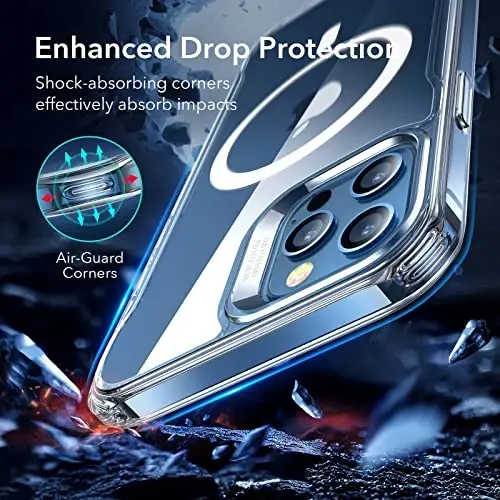 ESR for iPhone 12 Pro Max Case, Magsafe Phone Case Compatible with iPhone 12 Pro Max with HaloLock Magnetic Wireless Charging, Scratch Resistant Back, Grippy Protective Frame, Clear - 5