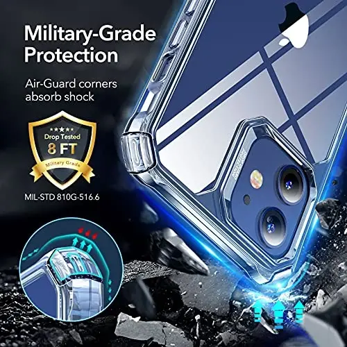 ESR for iPhone 12/iPhone 12 Pro Case, Military-Grade Protection, Shockproof Air-Guard Corners, Yellowing-Resistant Back, Air Armor, Clear - 3