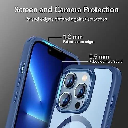 ESR for iPhone 13 Pro Case, Compatible with MagSafe, Shockproof Military-Grade Protection, Yellowing Resistant, Magnetic Phone Case for iPhone 13 Pro, Classic Series, Clear Blue - 6