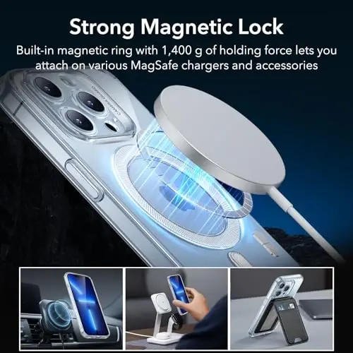 ESR for iPhone 13 Pro Max Case, Compatible with MagSafe, Military-Grade Protection, Resists Yellowing and Scratches, Magnetic Phone Case for iPhone 13 Pro Max, Zero Series, Clear - 5