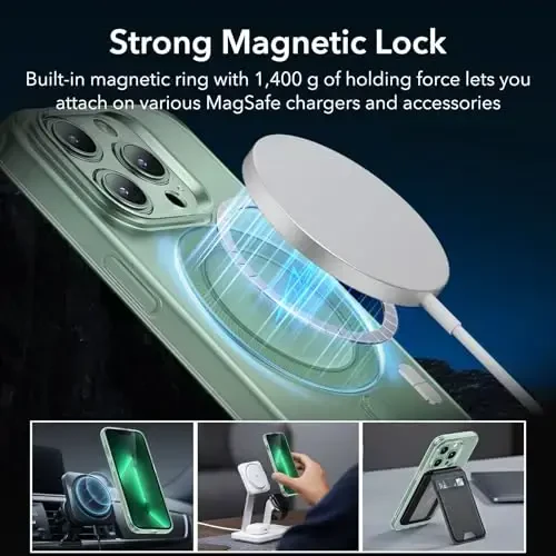 ESR for iPhone 13 Pro Max Case, Compatible with MagSafe, Military-Grade Protection, Resists Yellowing and Scratches, Magnetic Phone Case for iPhone 13 Pro Max, Zero Series, Frosted Green - 5