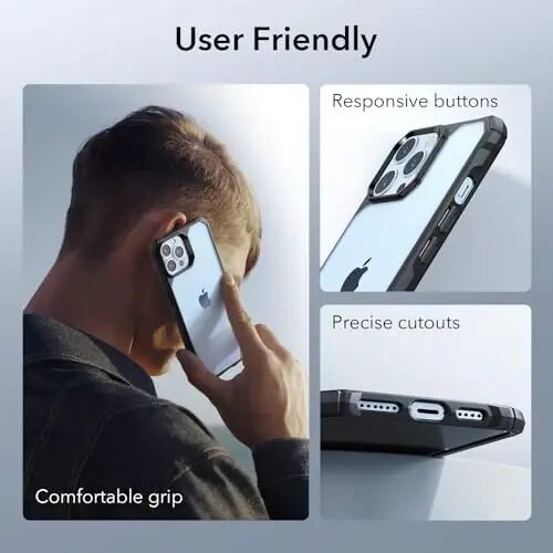 ESR for iPhone 13 Pro Max Case, Military-Grade Protection with Shock-Absorbing Corners, Scratch-Resistant and Anti-Yellowing Acrylic Back, Slim Protective Phone Case, Air-Armor Series, Clear Black - 6