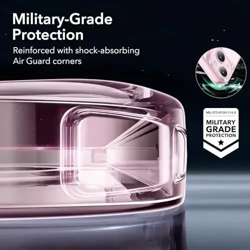 ESR for iPhone 14 Case iPhone 13 Case, Compatible with MagSafe, Military-Grade Protection, Resists Yellowing and Scratches, Magnetic Phone Case for iPhone 14 iPhone 13, Zero Series, Clear Pink - 6