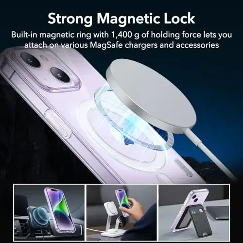 ESR for iPhone 14 Case iPhone 13 Case, Compatible with MagSafe, Military-Grade Protection, Resists Yellowing and Scratches, Magnetic Phone Case for iPhone 14 iPhone 13, Zero Series, Clear Purple - 5