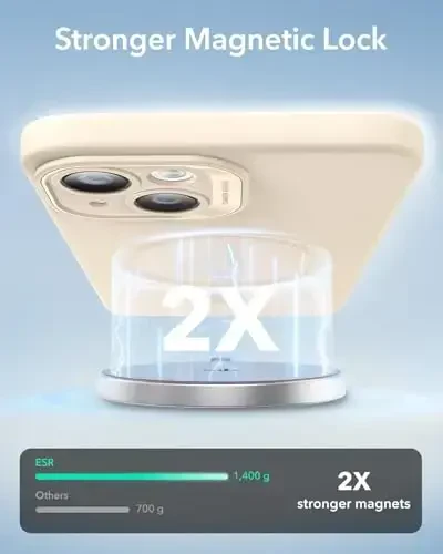 ESR for iPhone 14 Case with MagSafe, Supports Magnetic Charging, Smooth & Slim Silicone Case, Shockproof, Full Screen and Camera Protection, Soft Microfiber Lining,Light Tan - 4