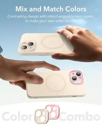 ESR for iPhone 14 Case with MagSafe, Supports Magnetic Charging, Smooth & Slim Silicone Case, Shockproof, Full Screen and Camera Protection, Soft Microfiber Lining,Light Tan - 6