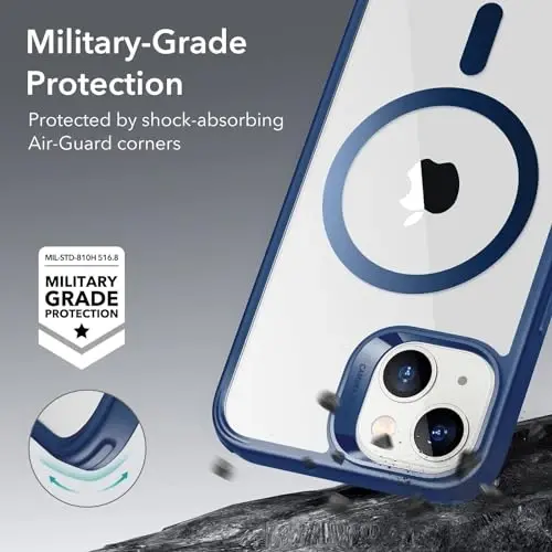 ESR for iPhone 14 Case/iPhone 13 Case, Compatible with MagSafe, Shockproof Military-Grade Protection, Magnetic Phone Case for iPhone 14/13, Classic Series (HaloLock), Clear Blue - 5