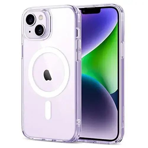 ESR for iPhone 14 Case/iPhone 13 Case, Compatible with MagSafe, Shockproof Military-Grade Protection, Magnetic Phone Case for iPhone 14/13, Classic Series (HaloLock), Clear Purple - ESR
