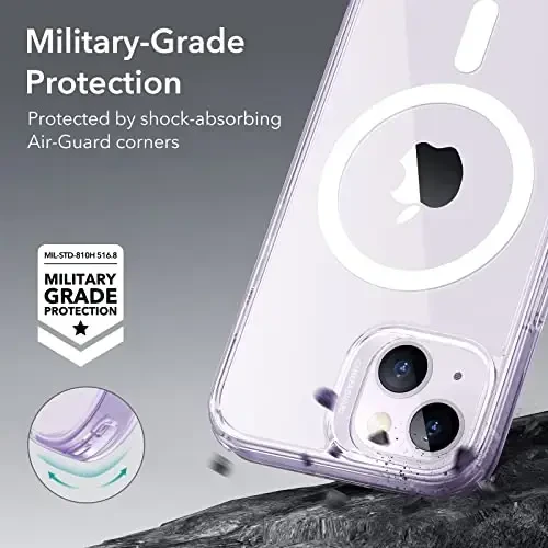 ESR for iPhone 14 Case/iPhone 13 Case, Compatible with MagSafe, Shockproof Military-Grade Protection, Magnetic Phone Case for iPhone 14/13, Classic Series (HaloLock), Clear Purple - 5