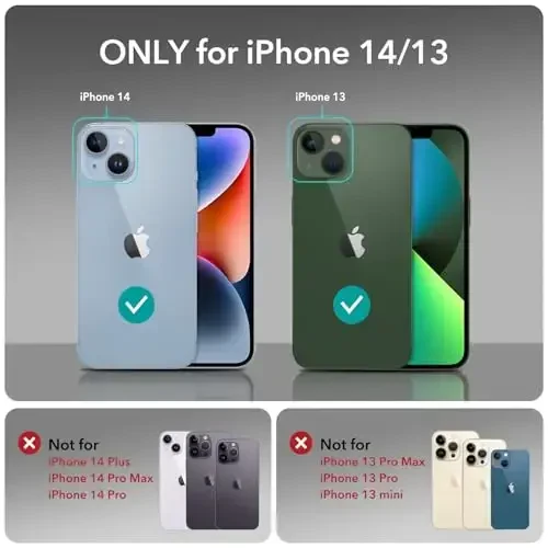 ESR for iPhone 14 Case/iPhone 13 Case, MagSafe bilan mos, zarbaga chidamli harbiy darajadagi himoya, iPhone 14/13 uchun magnitli telefon g‘ilofi, Classic Series (HaloLock), tiniq binafsha - 2