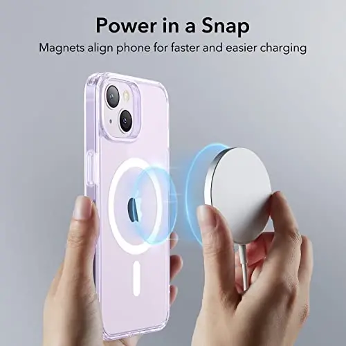 ESR for iPhone 14 Case/iPhone 13 Case, MagSafe bilan mos, zarbaga chidamli harbiy darajadagi himoya, iPhone 14/13 uchun magnitli telefon g‘ilofi, Classic Series (HaloLock), tiniq binafsha - 4