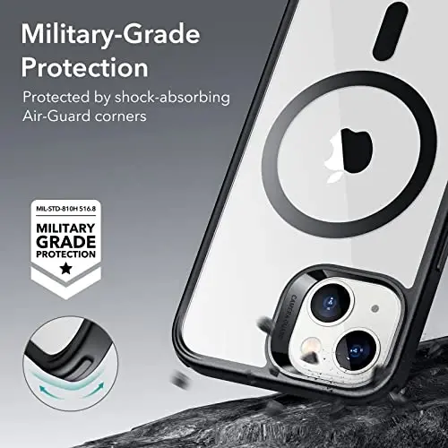 ESR for iPhone 14 Plus Case, Compatible with MagSafe, Shockproof Military-Grade Protection, Yellowing Resistant, Magnetic Phone Case for iPhone 14 Plus, Classic Hybrid Case (HaloLock), Clear Black - 5