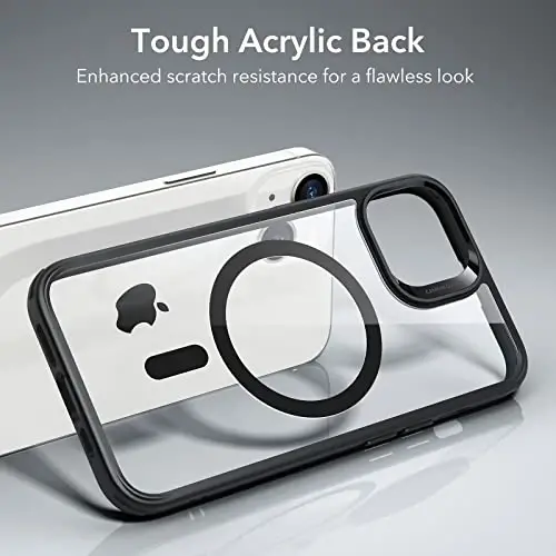 ESR for iPhone 14 Plus Case, Compatible with MagSafe, Shockproof Military-Grade Protection, Yellowing Resistant, Magnetic Phone Case for iPhone 14 Plus, Classic Hybrid Case (HaloLock), Clear Black - 6