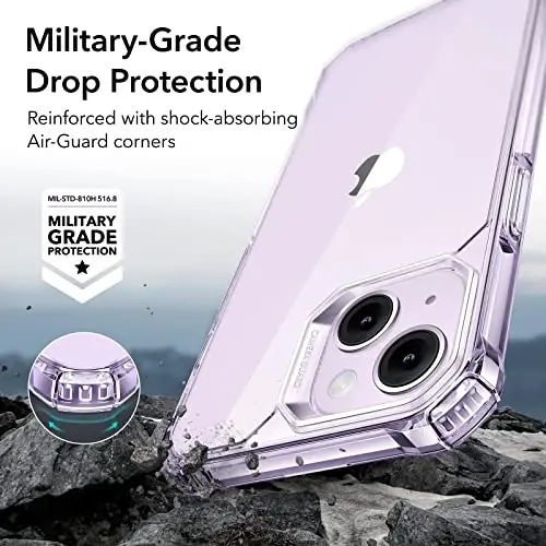 ESR for iPhone 14 Pro Case, Military-Grade Protection with Shock-Absorbing Corners, Scratch-Resistant and Anti-Yellowing Acrylic Back, Slim Protective Phone Case, Air-Armor Series, Clear Purple - 2