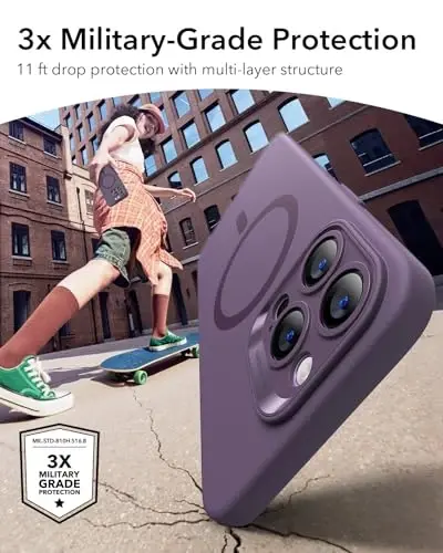 ESR for iPhone 14 Pro Case with MagSafe, Supports Magnetic Charging, Smooth & Slim Silicone Case, Shockproof, Full Screen and Camera Protection, Soft Microfiber Lining,Purple - 3