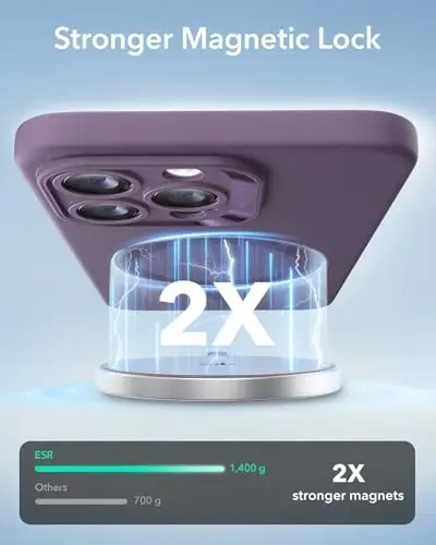 ESR for iPhone 14 Pro Case with MagSafe, Supports Magnetic Charging, Smooth & Slim Silicone Case, Shockproof, Full Screen and Camera Protection, Soft Microfiber Lining,Purple - 4