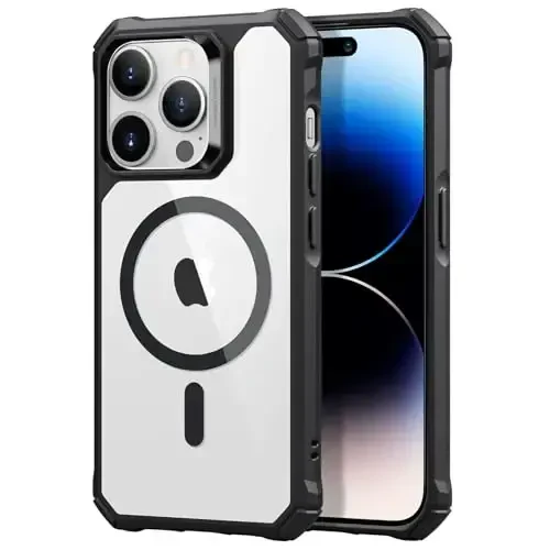 ESR for iPhone 14 Pro Max Case, MagSafe Compatible, Military-Grade Protection, Shock-Absorbing Corners, Scratch-Resistant, Anti-Yellowing Acrylic Back, Slim Protective, Air Armor Series, Clear Black - ESR