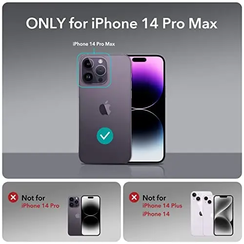 ESR for iPhone 14 Pro Max Case with Stand, Compatible with MagSafe, Full-Body Military-Grade Drop Proof Case with Built-in 9H+ Tempered Glass Screen Protector, Armor Series, Clear Purple - 2