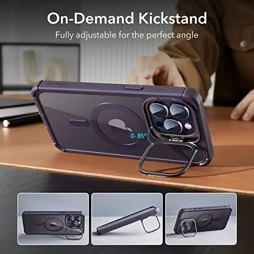 ESR for iPhone 14 Pro Max Case with Stand, Compatible with MagSafe, Full-Body Military-Grade Drop Proof Case with Built-in 9H+ Tempered Glass Screen Protector, Armor Series, Clear Purple - 2