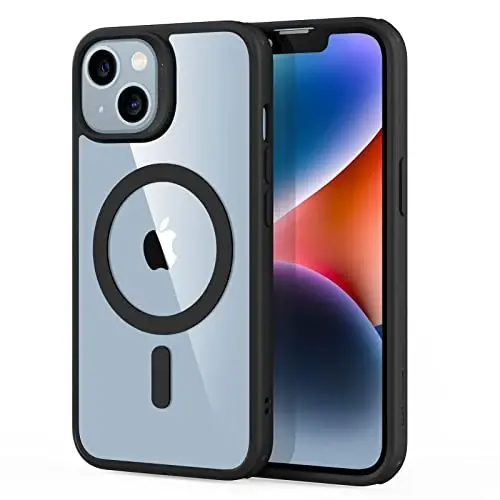 ESR for iPhone 14/iPhone 13 Case, Compatible with MagSafe, Shockproof Military-Grade Protection, Scratch-Resistant Back, Magnetic Phone Case for iPhone 14/iPhone 13, Classic Hybrid Case, Clear Black - 1