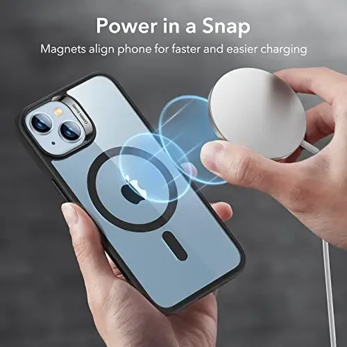ESR for iPhone 14/iPhone 13 Case, Compatible with MagSafe, Shockproof Military-Grade Protection, Scratch-Resistant Back, Magnetic Phone Case for iPhone 14/iPhone 13, Classic Hybrid Case, Clear Black - 4