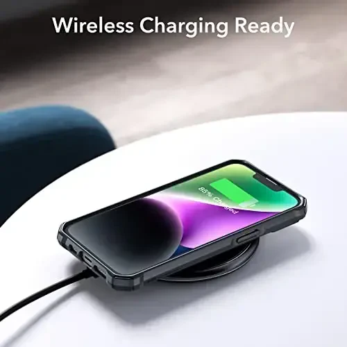 ESR for iPhone 14/iPhone 13 Case, Harbiy darajadagi himoya zarbani yutuvchi burchaklar bilan, tirnalishga chidamli va sarg'ayishga qarshi akril orqa, ingichka himoya telefon qutisi, Air-Armor Series, muzlatilgan qora - 6