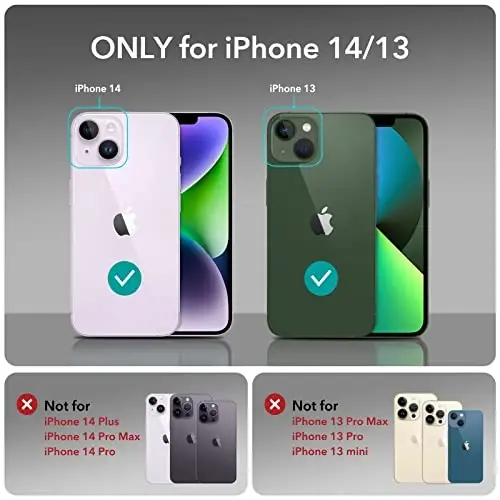 ESR for iPhone 14/iPhone 13 Case, Harbiy darajadagi himoya zarbani yutuvchi burchaklar bilan, tirnalishga chidamli va sarg'ayishga qarshi akril orqa, ingichka himoya telefon qutisi, Air-Armor seriyasi, toza binafsha - 2