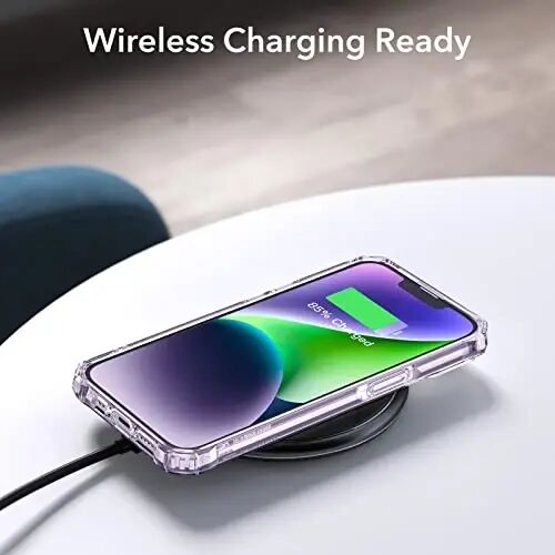 ESR for iPhone 14/iPhone 13 Case, Harbiy darajadagi himoya zarbani yutuvchi burchaklar bilan, tirnalishga chidamli va sarg'ayishga qarshi akril orqa, ingichka himoya telefon qutisi, Air-Armor seriyasi, toza binafsha 