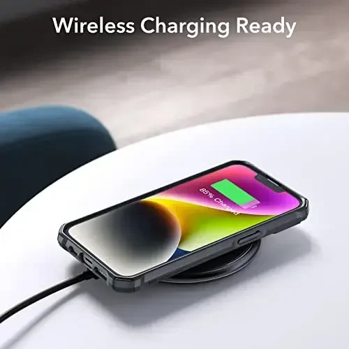 ESR for iPhone 14/iPhone 13 Case, Harbiy darajadagi himoya, zarbani yutuvchi burchaklar, tirnalishga chidamli va sarg'ayishga qarshi akril orqa, ingichka himoya telefon qutisi, Air-Armor seriyasi, toza qora - 6