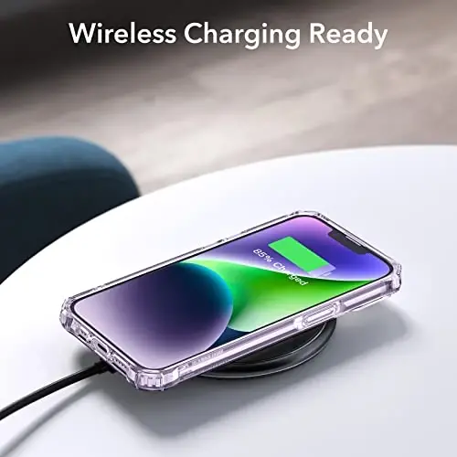 ESR for iPhone 14/iPhone 13 Case, Military-Grade Protection with Shock-Absorbing Corners, Scratch-Resistant and Anti-Yellowing Acrylic Back, Slim Protective Phone Case, Air-Armor Series, Clear Purple - 1