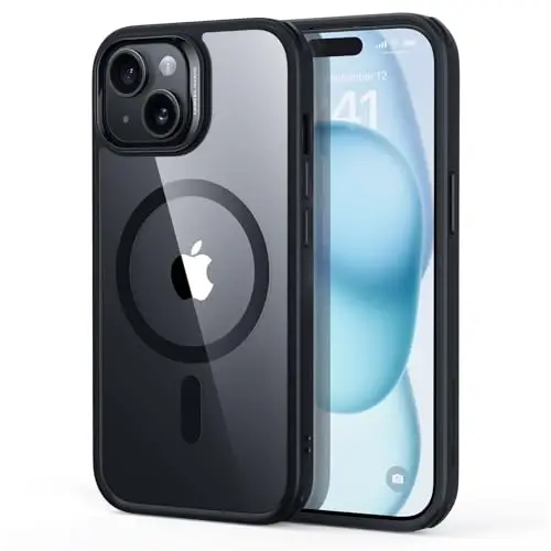 ESR for iPhone 15 Case, Compatible with MagSafe, Military-Grade Protection, Yellowing Resistant, Scratch-Resistant Back, Magnetic Phone Case for iPhone 15, Classic Series, Clear Black - ESR