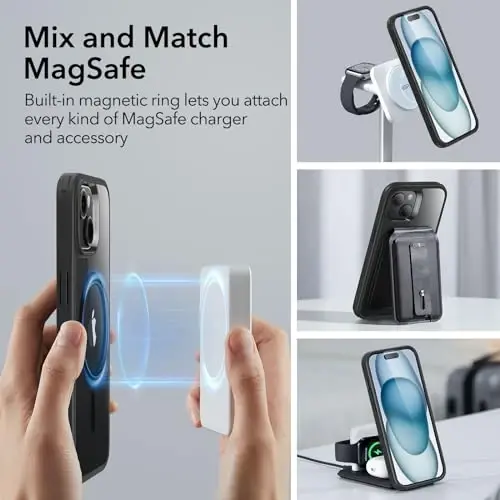 ESR for iPhone 15 Case, Compatible with MagSafe, Military-Grade Protection, Yellowing Resistant, Scratch-Resistant Back, Magnetic Phone Case for iPhone 15, Classic Series, Clear Black - 4
