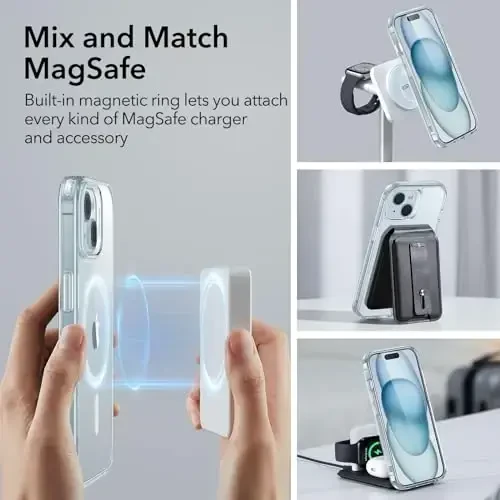 ESR for iPhone 15 Case, Compatible with MagSafe, Military-Grade Protection, Yellowing Resistant, Scratch-Resistant Back, Magnetic Phone Case for iPhone 15, Classic Series, Clear Blue - 4