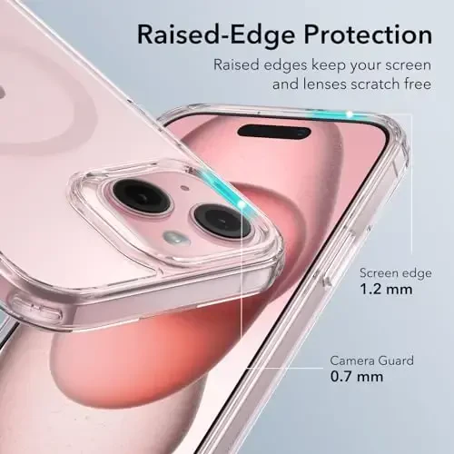 ESR for iPhone 15 Case, Compatible with MagSafe, Military-Grade Protection, Yellowing Resistant, Scratch-Resistant Back, Magnetic Phone Case for iPhone 15, Classic Series, Clear Pink - 6