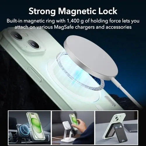 ESR for iPhone 15 Case, MagSafe bilan mos, harbiy darajadagi himoya, sarg'ayish va chizilishlarga qarshi, iPhone 15 uchun magnit telefon qutisi, Zero Series, muzli yashil - 5