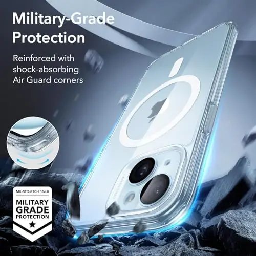 ESR for iPhone 15 Case, Translucent Matte Case, Compatible with MagSafe, Military-Grade Protection, Classic Series,Clear Blue - 4