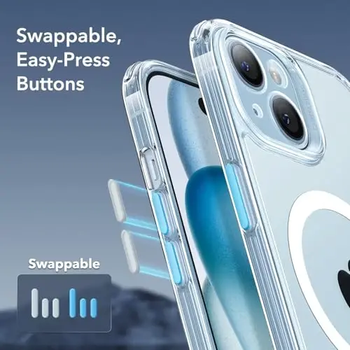 ESR for iPhone 15 Case, Translucent Matte Case, Compatible with MagSafe, Military-Grade Protection, Classic Series,Clear Blue - 5