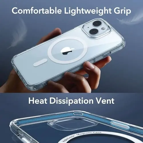ESR for iPhone 15 Case, Translucent Matte Case, Compatible with MagSafe, Military-Grade Protection, Classic Series,Clear Blue - 6