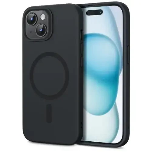 ESR for iPhone 15 Case with MagSafe, Magnitli zaryadlashni qo'llab-quvvatlaydi, Yupqa suyuq silikon g'ilof, Zarba yutuvchi, Ekran va kamera himoyasi, Cloud Series, Qora 