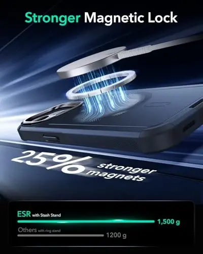 ESR for iPhone 15 Case with Stand, 23 ft Military-Grade Drop Protection Heavy Duty Magnetic Phone Case, Compatible with MagSafe Accessories, Cyber Series, Blue - 6