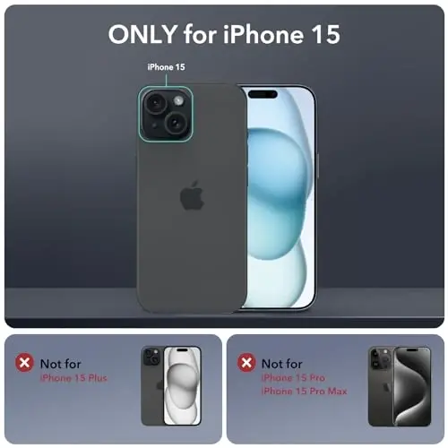 ESR for iPhone 15 Case with Stand, Compatible with MagSafe, Full-Body Military-Grade Drop Proof Case with Built-in 9H+ Tempered Glass Screen Protector, Armor Series, Clear Dark Blue - 2