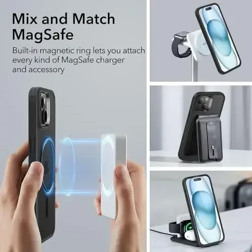 ESR for iPhone 15 Plus Case, Compatible with MagSafe, Military-Grade Protection, Yellowing Resistant, Scratch-Resistant Back, Magnetic Phone Case for iPhone 15 Plus, Classic Series, Frosted Black - 3