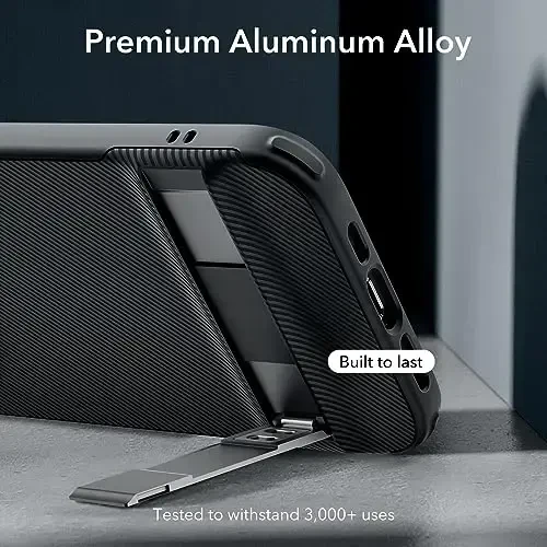 ESR for iPhone 15 Plus Case, Metal Kickstand Case, 3 Stand Modes, Military-Grade Drop Protection, Supports Wireless Charging, Slim Back Cover with Patented Kickstand, Boost Series, Black - 4