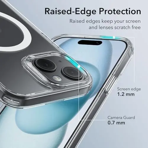 ESR for iPhone 15 Plus Case Set, 1 Tempered-Glass Screen Protector, 1 Set of Lens Protectors, Military-Grade Protection, Yellowing and Scratch Resistant MagSafe Phone Case, Classic Series, Clear - 5