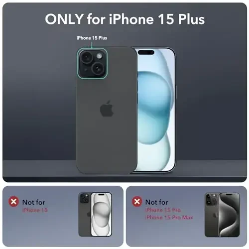 ESR for iPhone 15 Plus Case with Stand, Compatible with MagSafe, Full-Body Military-Grade Drop Proof Case with Built-in 9H+ Tempered Glass Screen Protector, Armor Series, Clear Dark Blue - 2